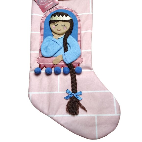 St. Nicholas Square Princess Themed Pink Christmas Stocking With Braid Detail - Picture 3 of 4